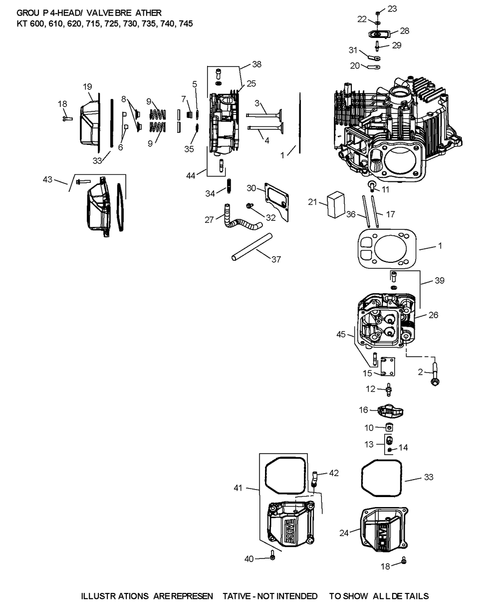 Kt730-3063 Cylinderhead And Breather Diagram and Parts List for KT730-3063  Cub Cadet Lawn Tractor